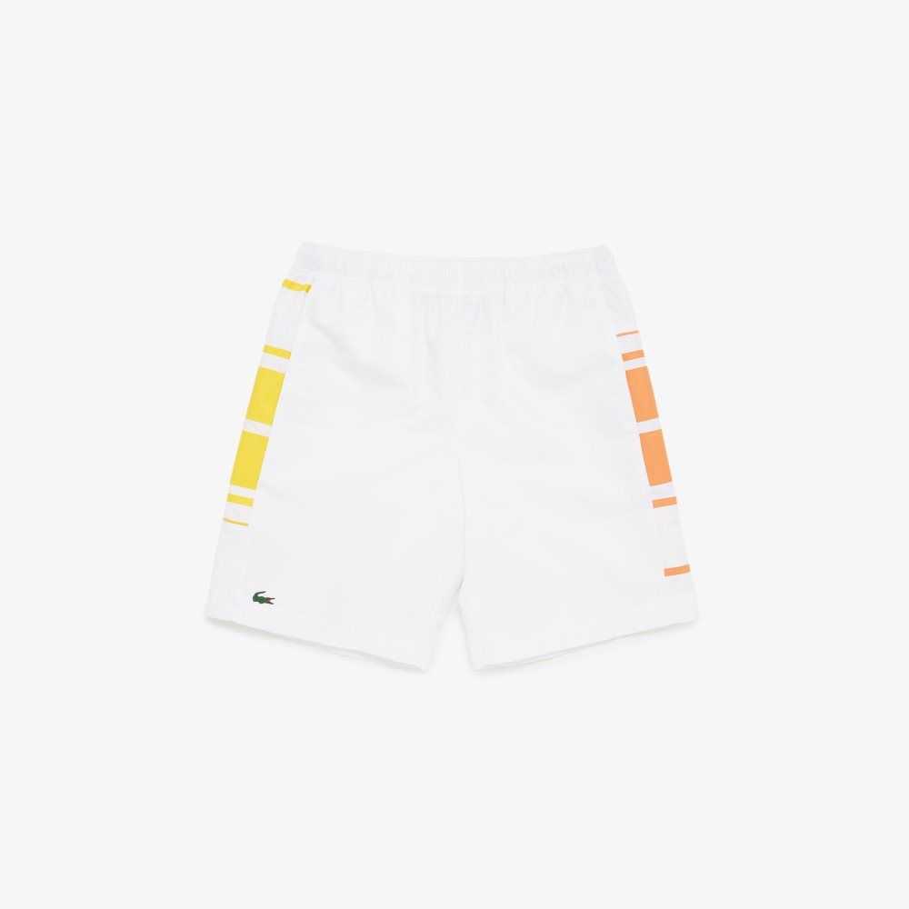 Lacoste SPORT Striped Shorts White / Yellow / Orange | RXP-634791