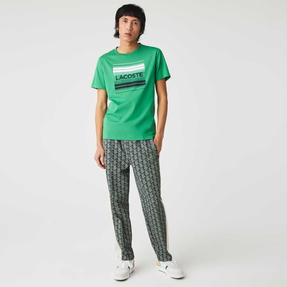 Lacoste SPORT Stylized Logo Print Organic Cotton T-Shirt Green | BRE-216504