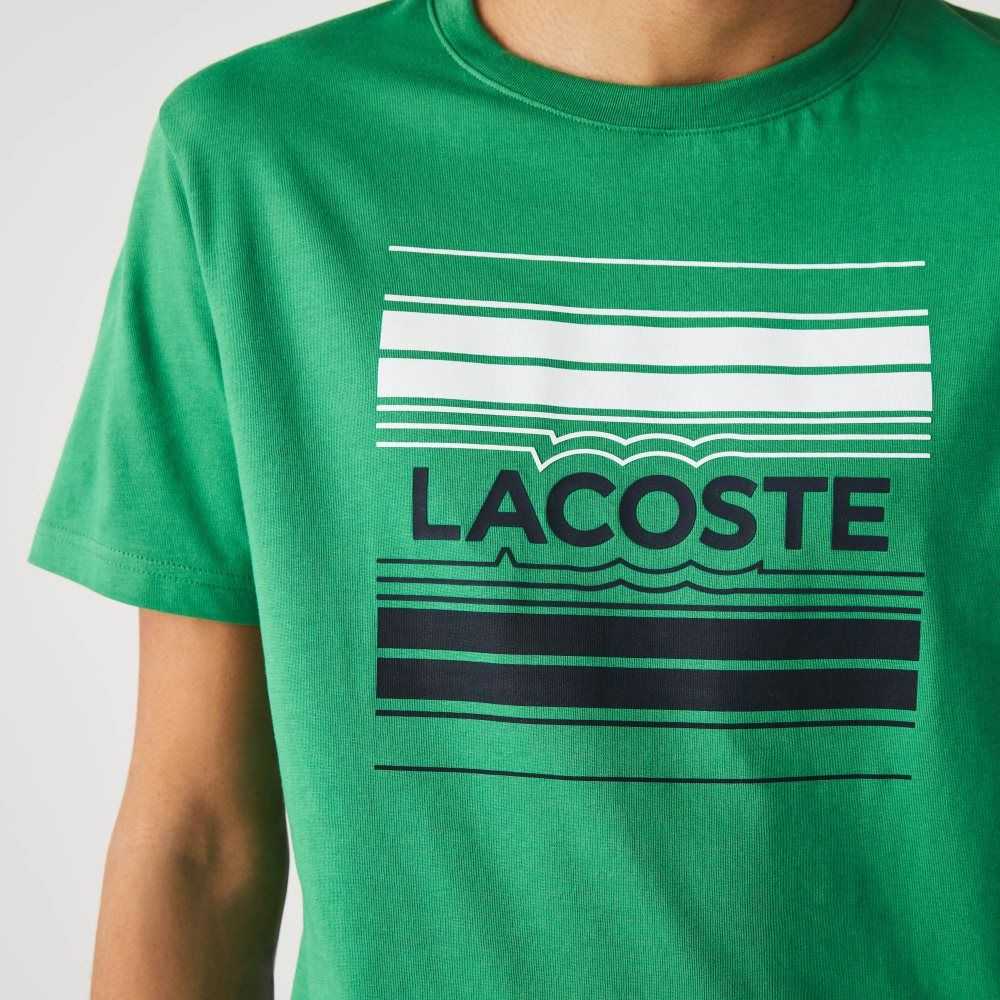 Lacoste SPORT Stylized Logo Print Organic Cotton T-Shirt Green | BRE-216504