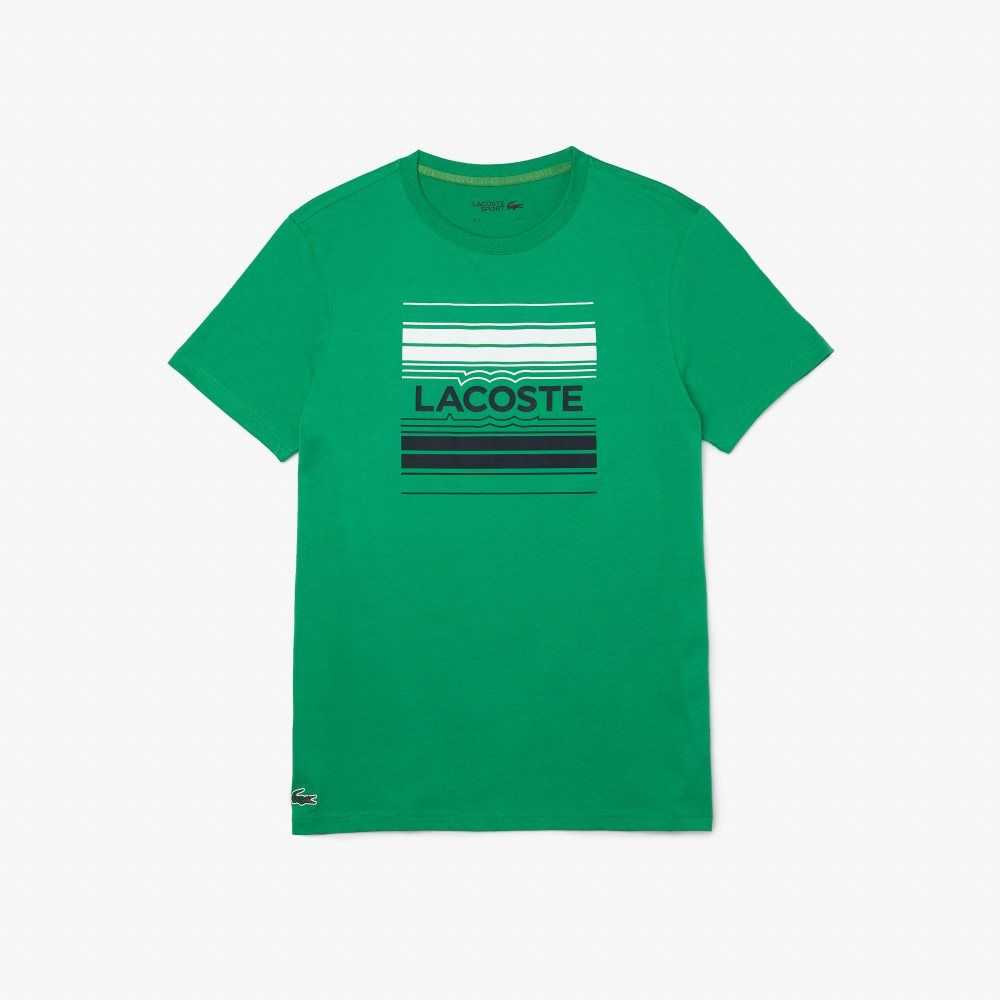 Lacoste SPORT Stylized Logo Print Organic Cotton T-Shirt Green | BRE-216504