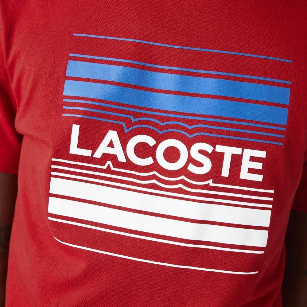 Lacoste SPORT Stylized Logo Print Organic Cotton T-Shirt Red | DQR-873160