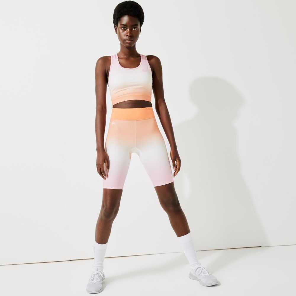 Lacoste SPORT Summer Pack Racer Back Sports Bra Pink / White / Orange | ETZ-072584