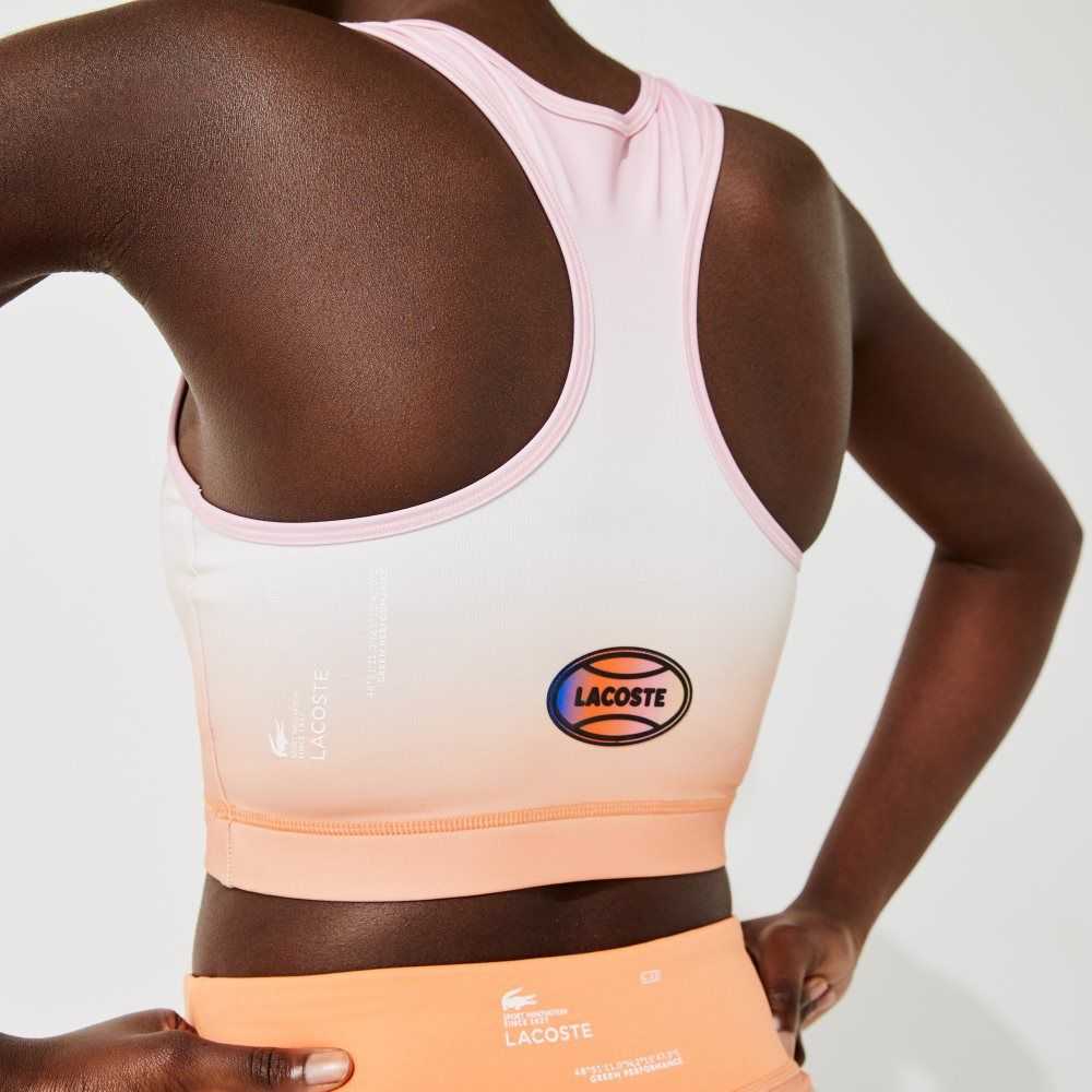 Lacoste SPORT Summer Pack Racer Back Sports Bra Pink / White / Orange | ETZ-072584