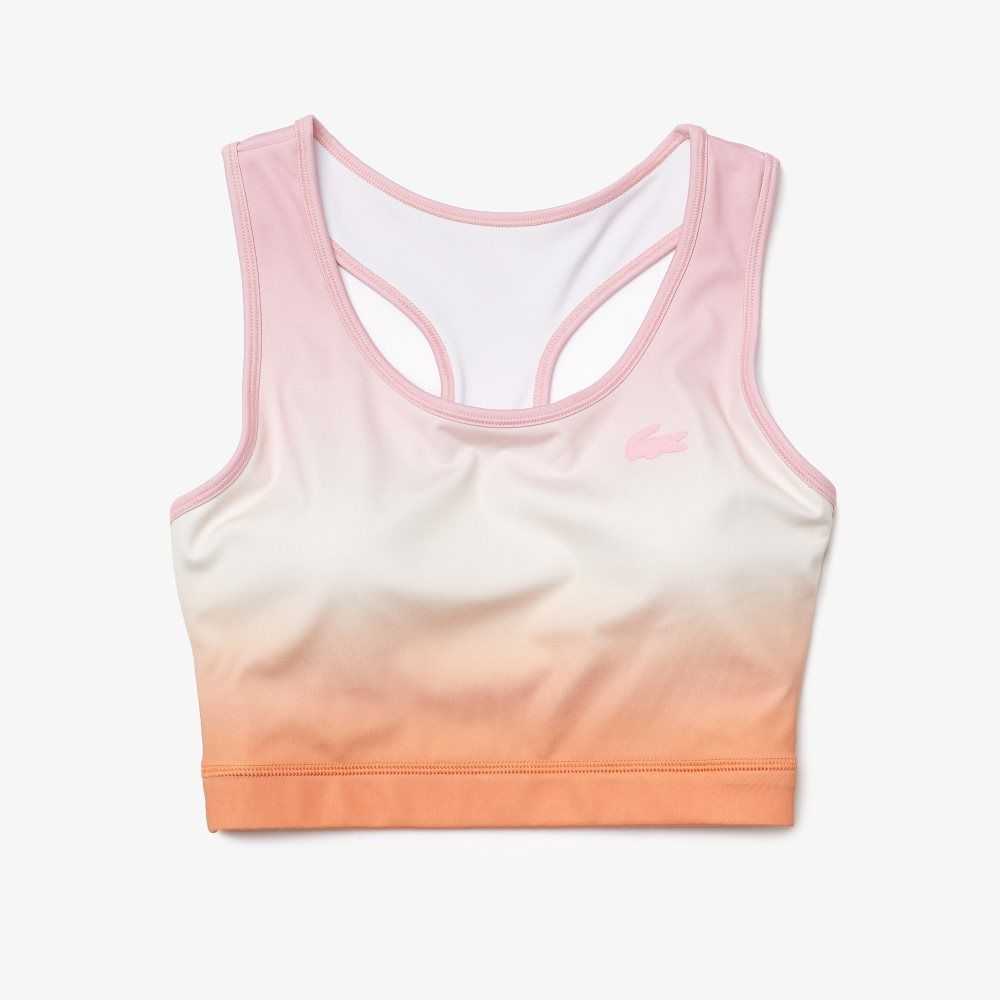 Lacoste SPORT Summer Pack Racer Back Sports Bra Pink / White / Orange | ETZ-072584