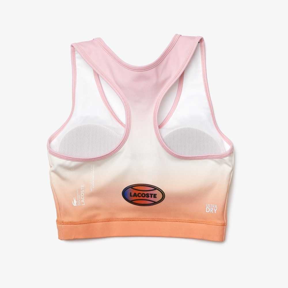 Lacoste SPORT Summer Pack Racer Back Sports Bra Pink / White / Orange | ETZ-072584