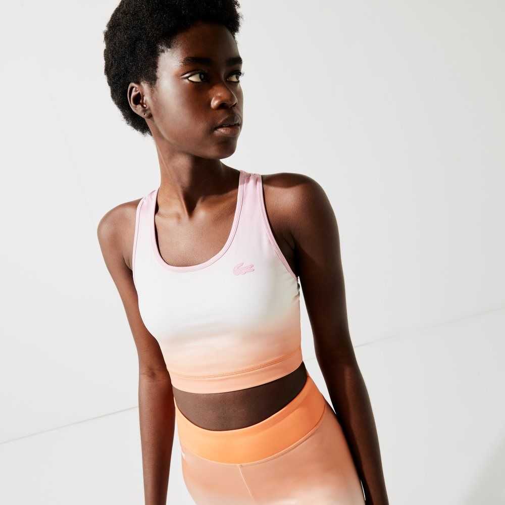 Lacoste SPORT Summer Pack Racer Back Sports Bra Pink / White / Orange | ETZ-072584