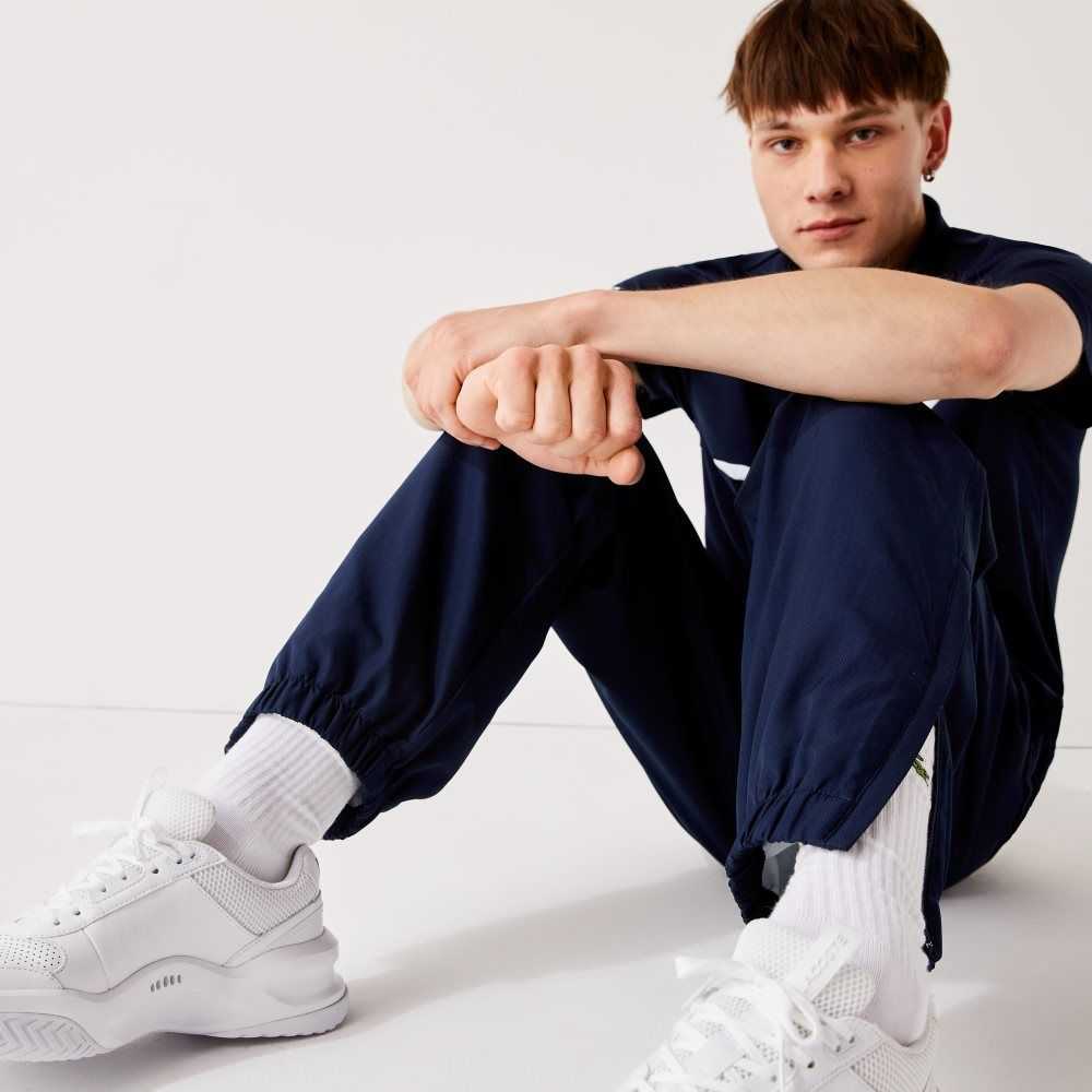 Lacoste SPORT Tennis Diamond Weave Taffeta Trackpants Navy Blue | IYJ-931724