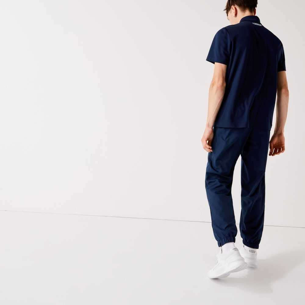 Lacoste SPORT Tennis Diamond Weave Taffeta Trackpants Navy Blue | IYJ-931724