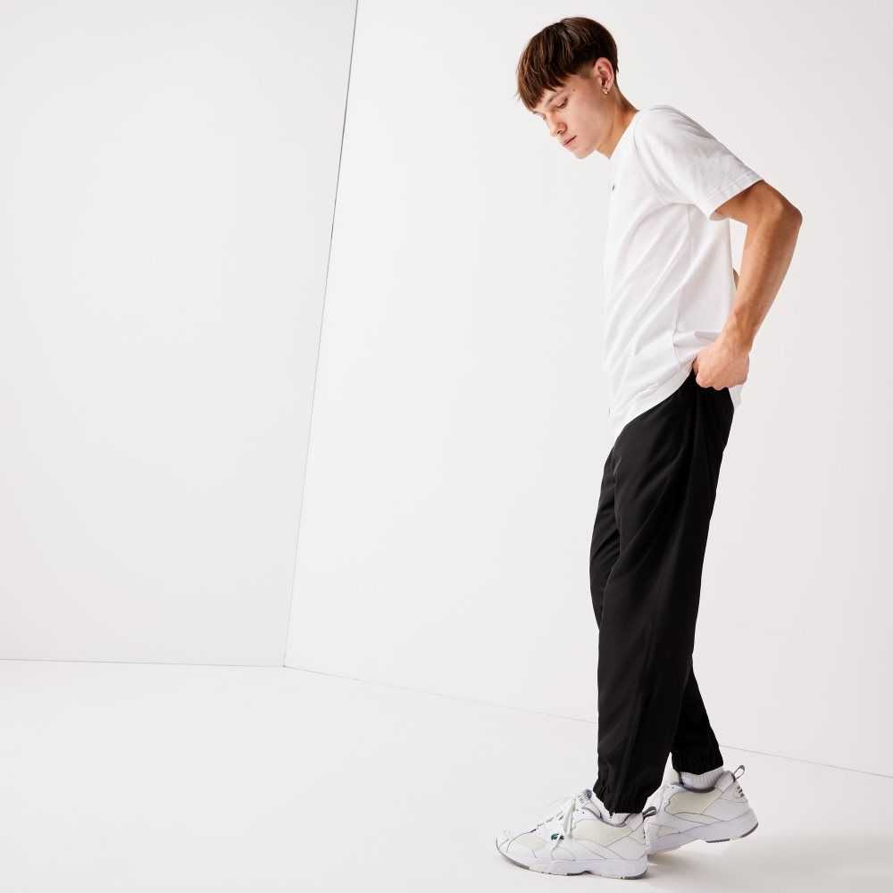 Lacoste SPORT Tennis Diamond Weave Taffeta Trackpants Black | QNW-104958