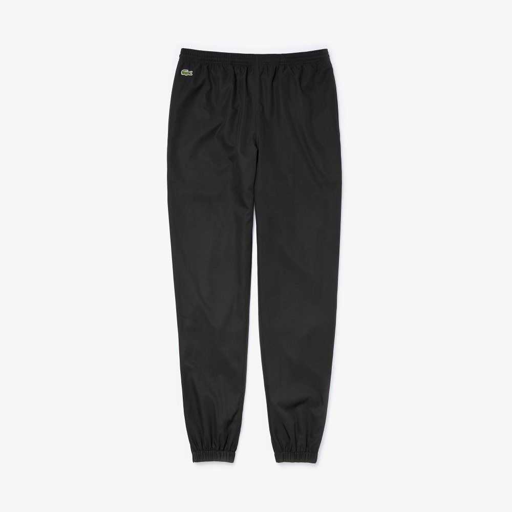 Lacoste SPORT Tennis Diamond Weave Taffeta Trackpants Black | QNW-104958