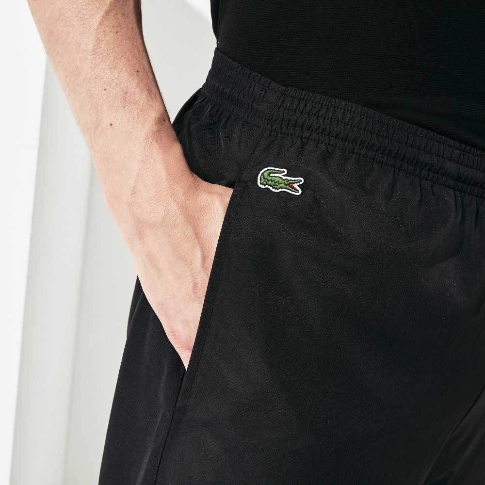 Lacoste SPORT Tennis Diamond Weave Taffeta Trackpants Black | QNW-104958