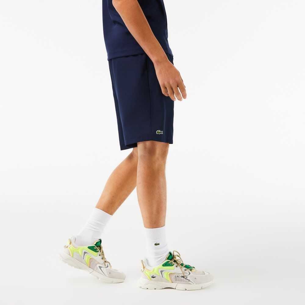 Lacoste SPORT Tennis Solid Diamond Weave Shorts Navy Blue | CXK-283461