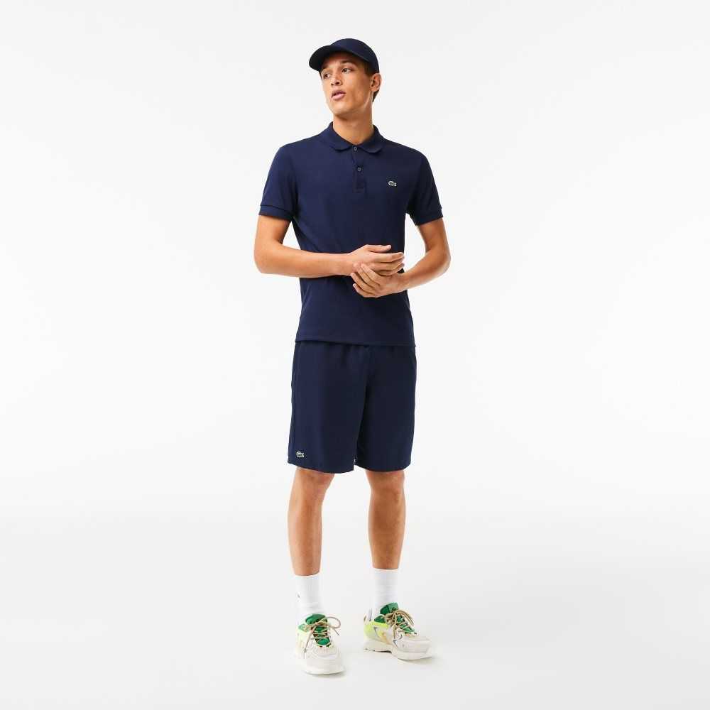 Lacoste SPORT Tennis Solid Diamond Weave Shorts Navy Blue | CXK-283461