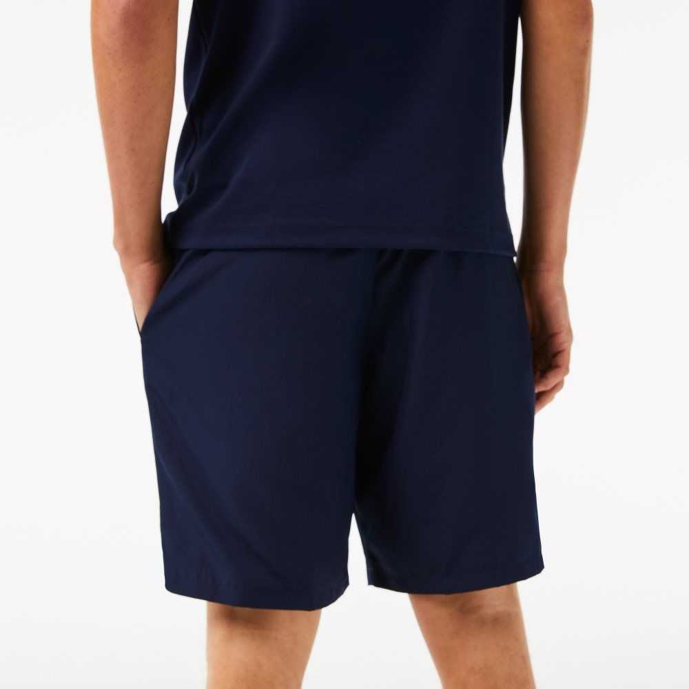 Lacoste SPORT Tennis Solid Diamond Weave Shorts Navy Blue | CXK-283461