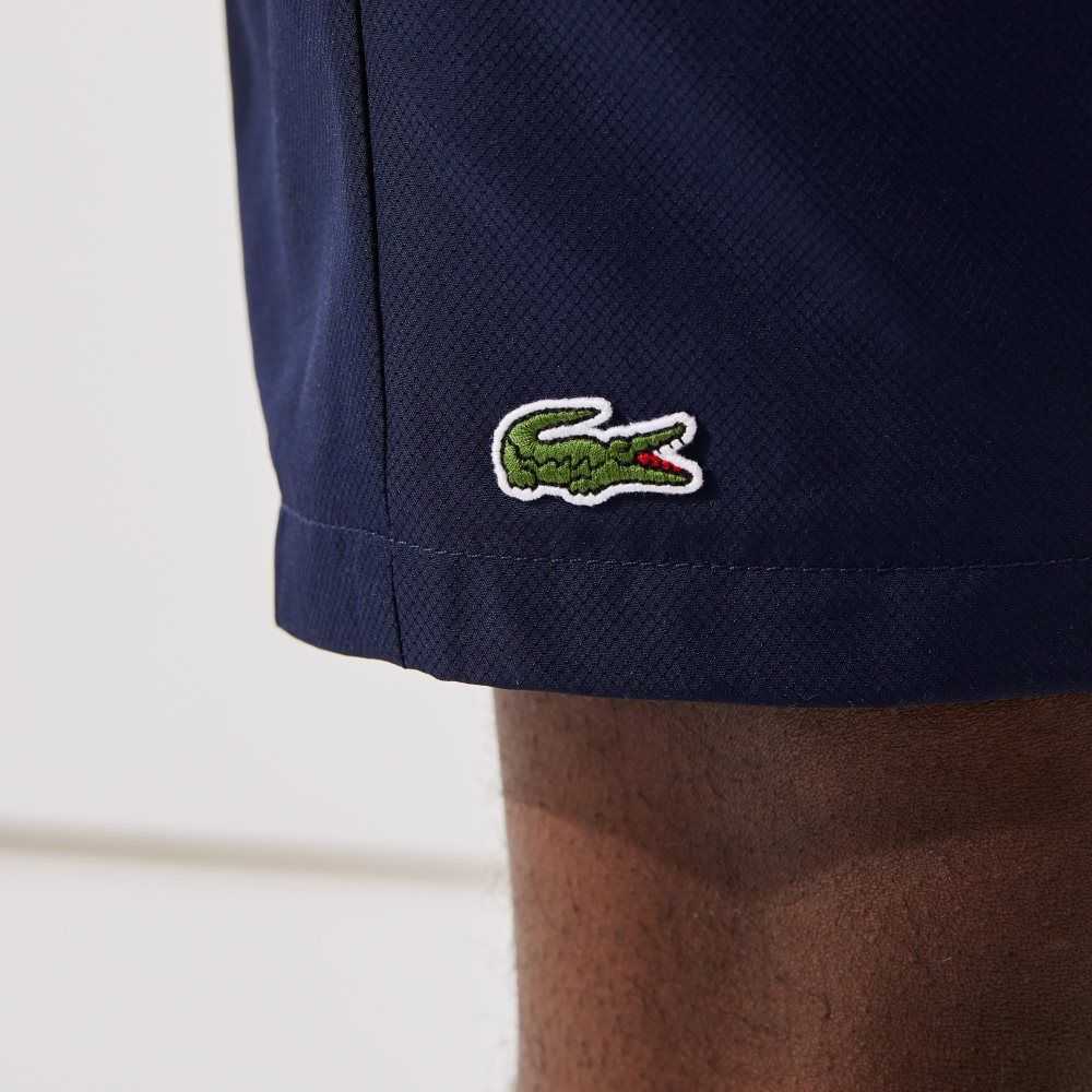 Lacoste SPORT Tennis Solid Diamond Weave Shorts Navy Blue | CXK-283461