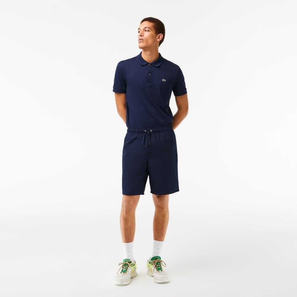 Lacoste SPORT Tennis Solid Diamond Weave Shorts Navy Blue | CXK-283461