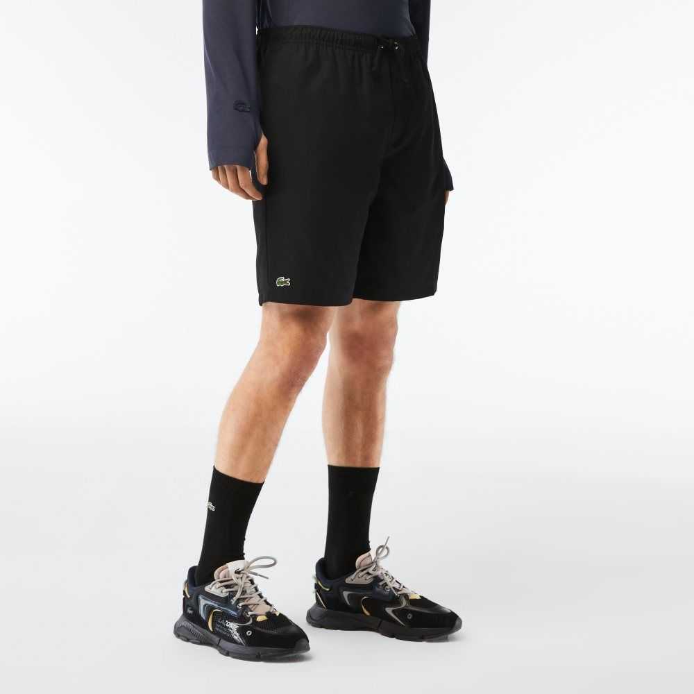 Lacoste SPORT Tennis Solid Diamond Weave Shorts Black | NME-350264