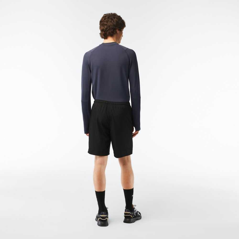 Lacoste SPORT Tennis Solid Diamond Weave Shorts Black | NME-350264