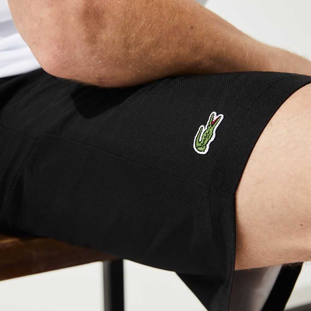 Lacoste SPORT Tennis Solid Diamond Weave Shorts Black | NME-350264