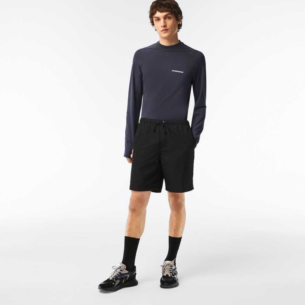 Lacoste SPORT Tennis Solid Diamond Weave Shorts Black | NME-350264