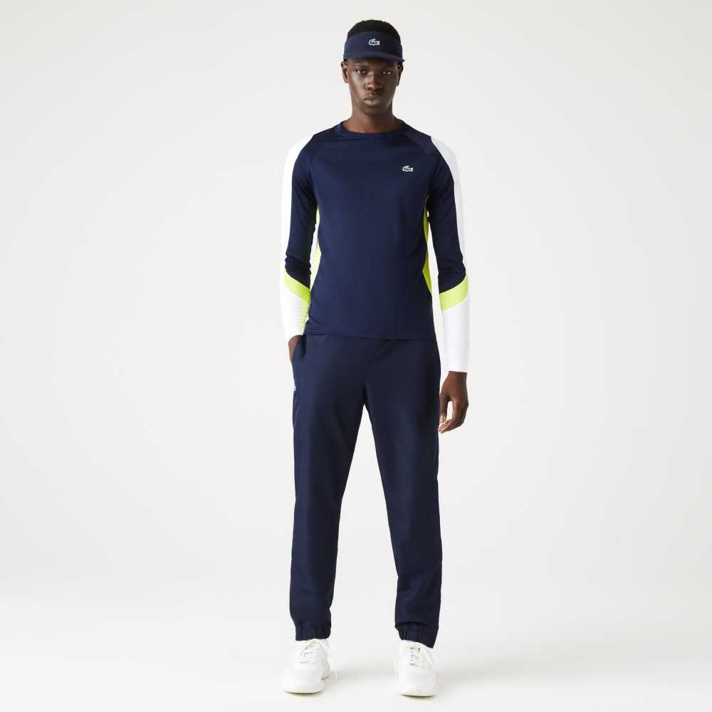 Lacoste SPORT Tennis T-Shirt Navy Blue / White / Yellow / White | JHU-412783