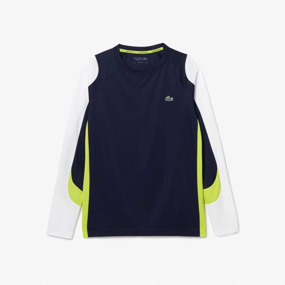 Lacoste SPORT Tennis T-Shirt Navy Blue / White / Yellow / White | JHU-412783