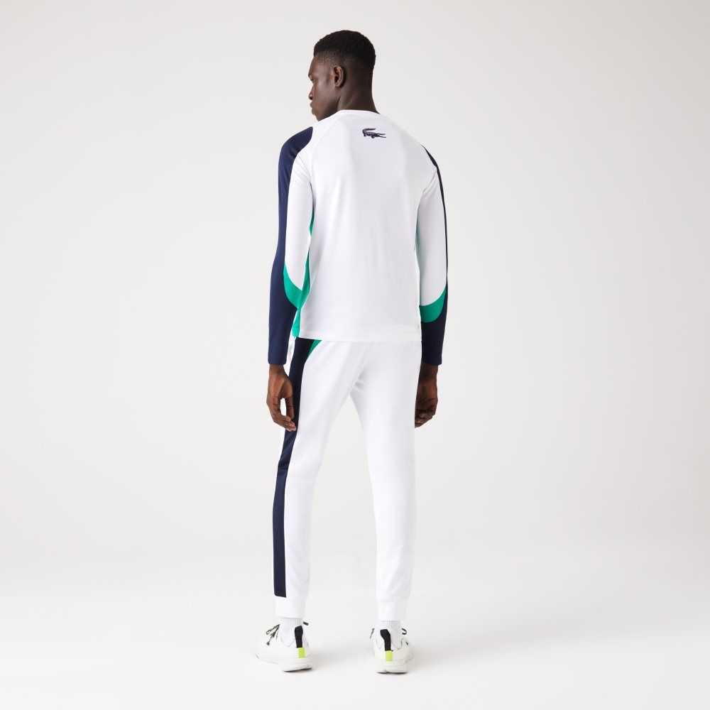 Lacoste SPORT Tennis T-Shirt White / Navy Blue / Green / Navy Blue | HAW-672145