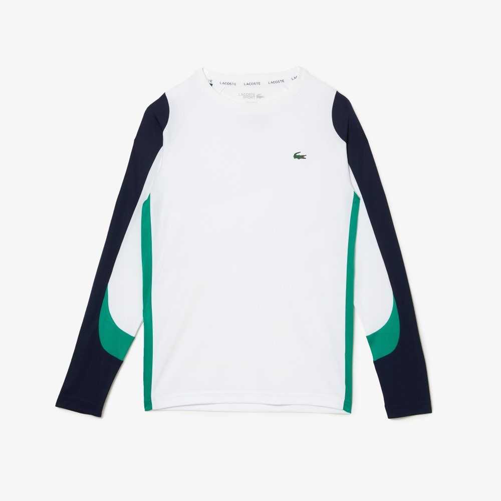 Lacoste SPORT Tennis T-Shirt White / Navy Blue / Green / Navy Blue | HAW-672145