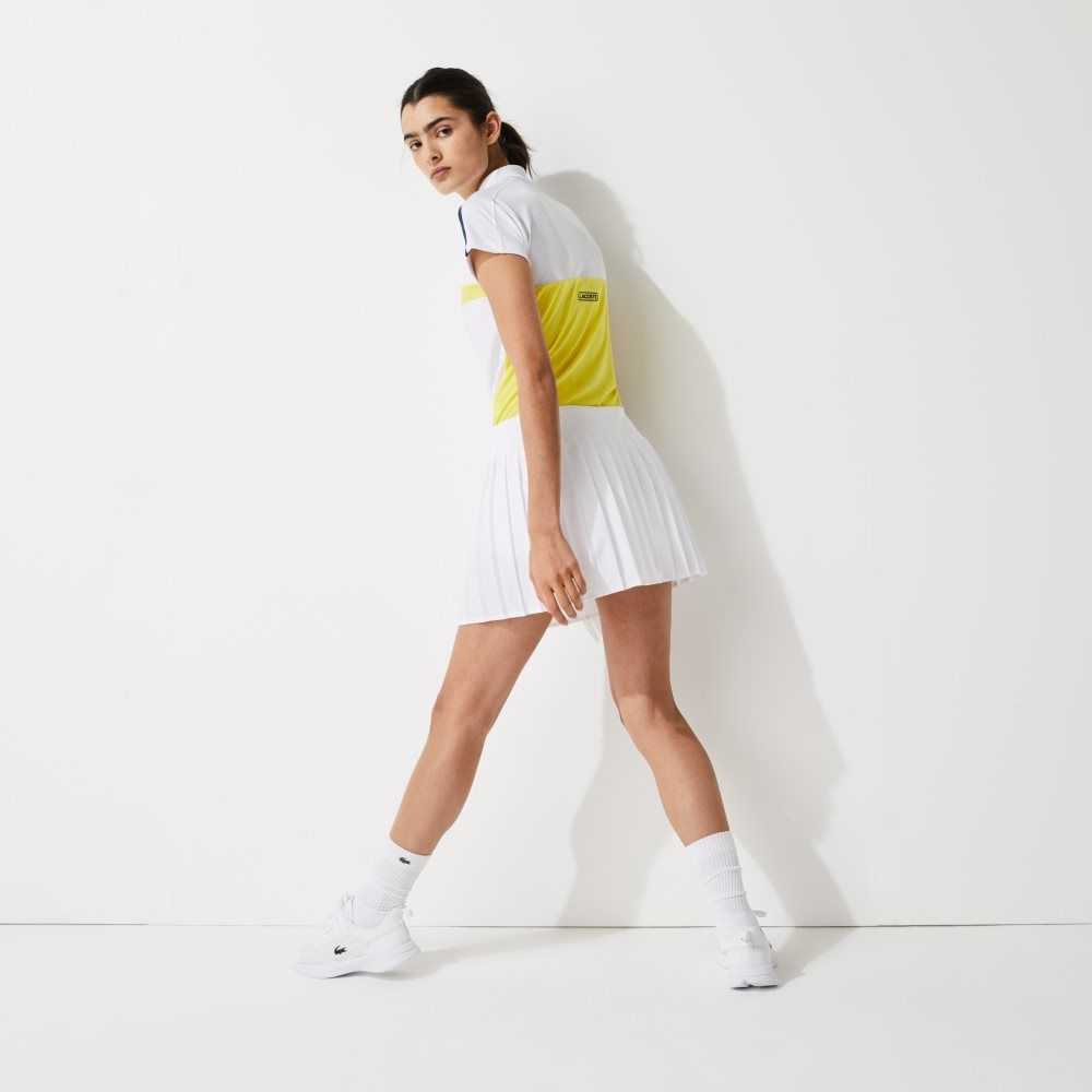 Lacoste SPORT Tennis Technical Mesh Pleated Skirt White | TOW-972068