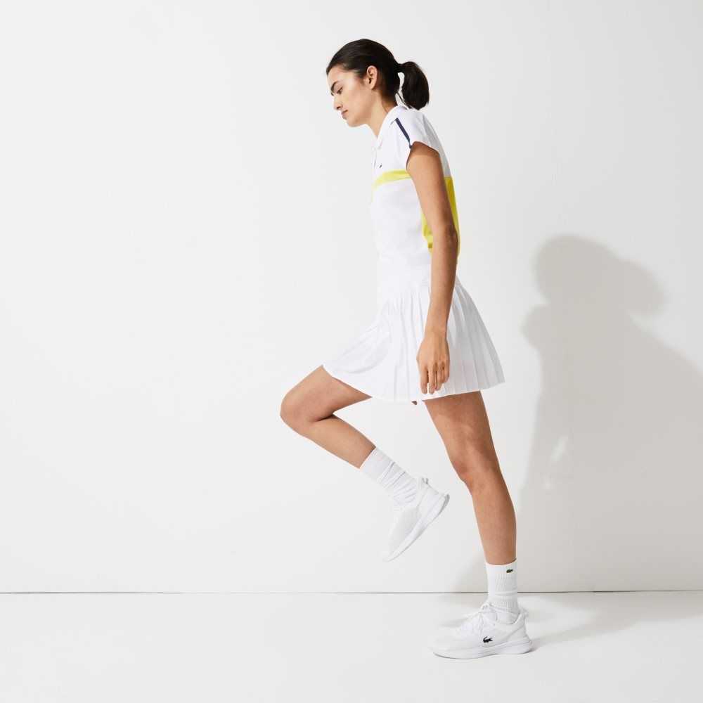 Lacoste SPORT Tennis Technical Mesh Pleated Skirt White | TOW-972068