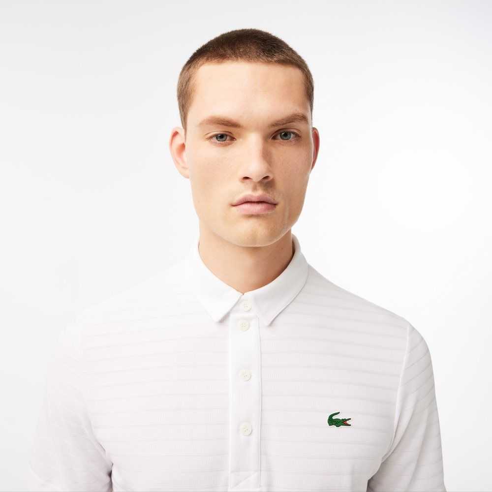 Lacoste SPORT Textured Breathable Golf Polo White | BOX-769480