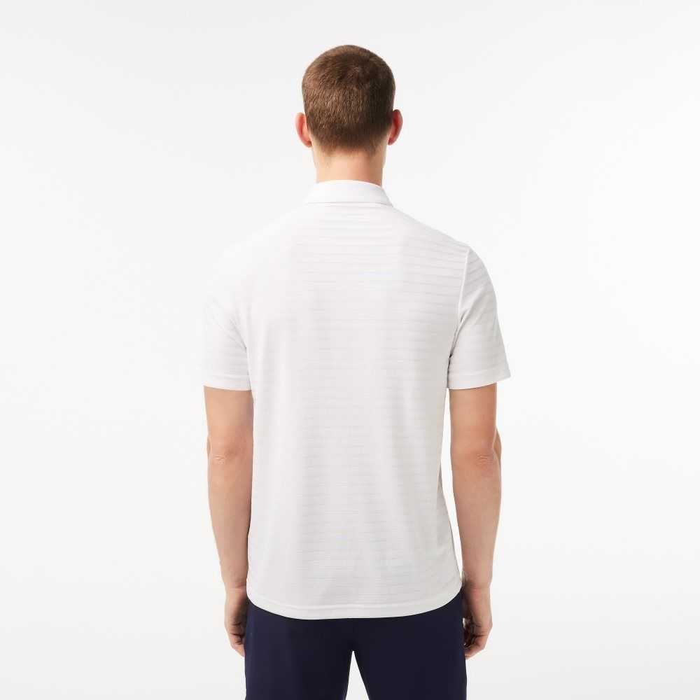 Lacoste SPORT Textured Breathable Golf Polo White | BOX-769480