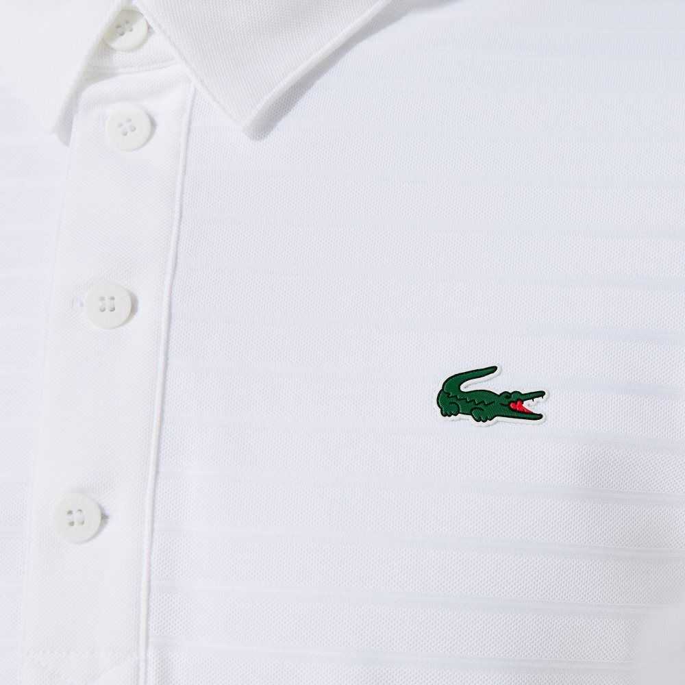 Lacoste SPORT Textured Breathable Golf Polo White | BOX-769480