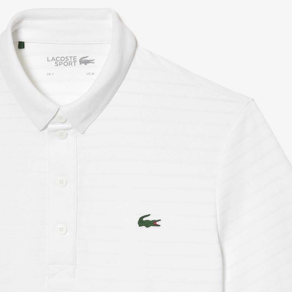 Lacoste SPORT Textured Breathable Golf Polo White | BOX-769480