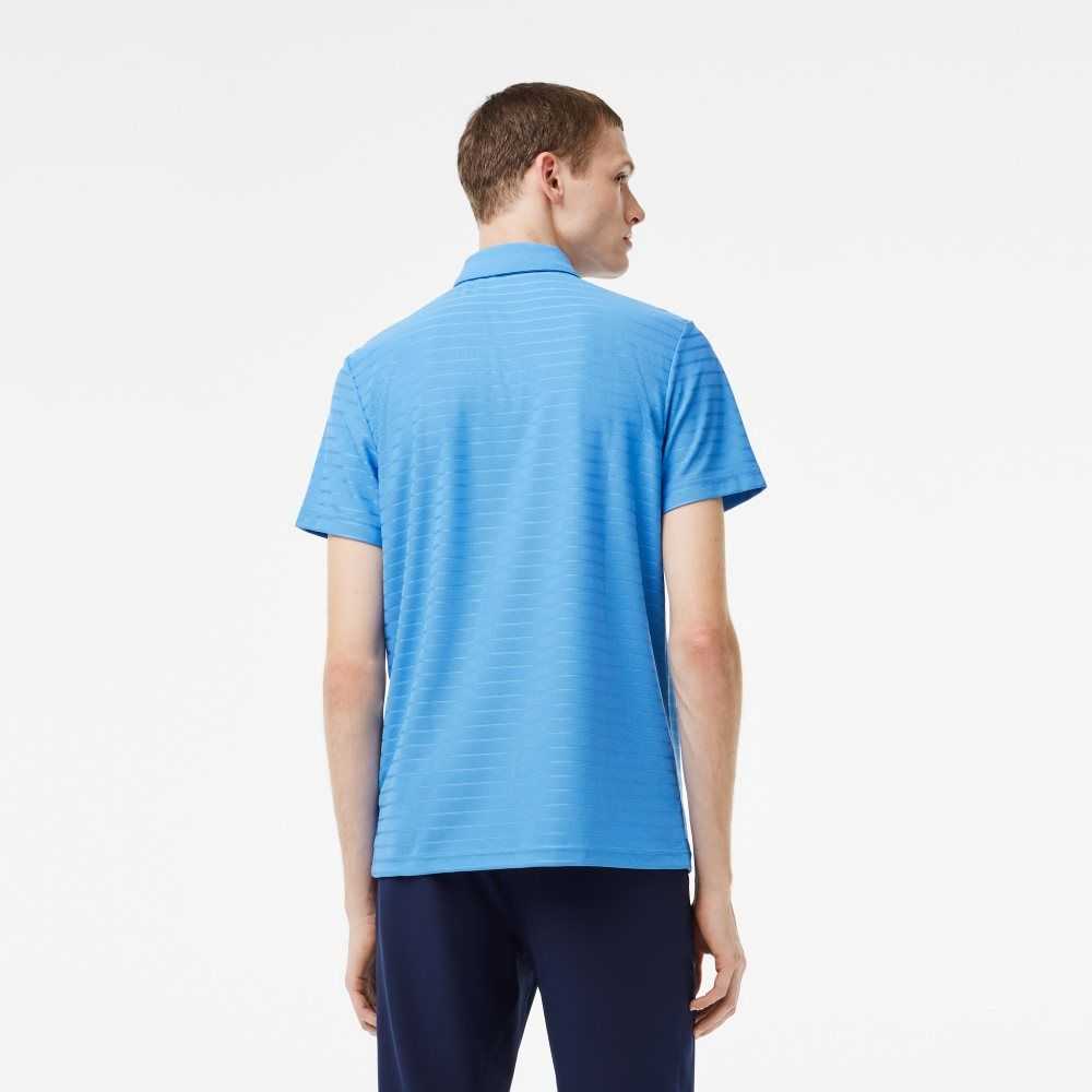 Lacoste SPORT Textured Breathable Golf Polo Blue | HWK-408763