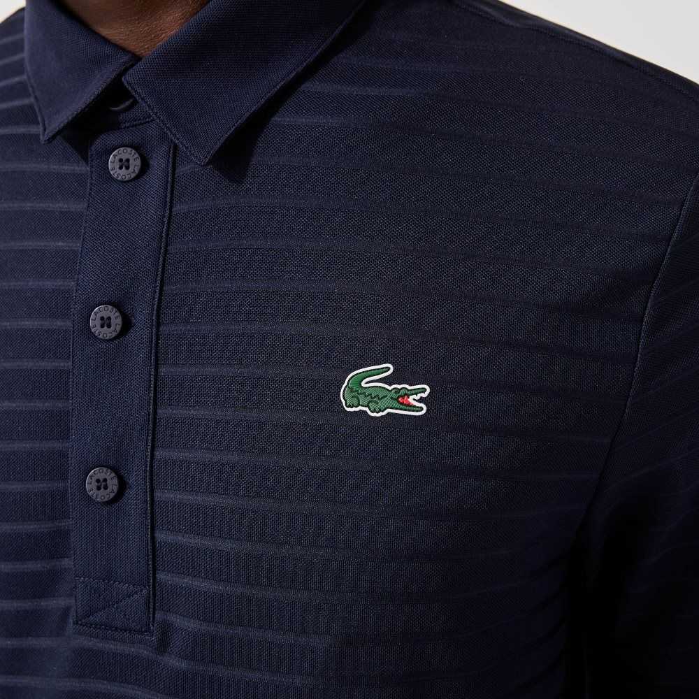 Lacoste SPORT Textured Breathable Golf Polo Navy Blue | YJZ-564972