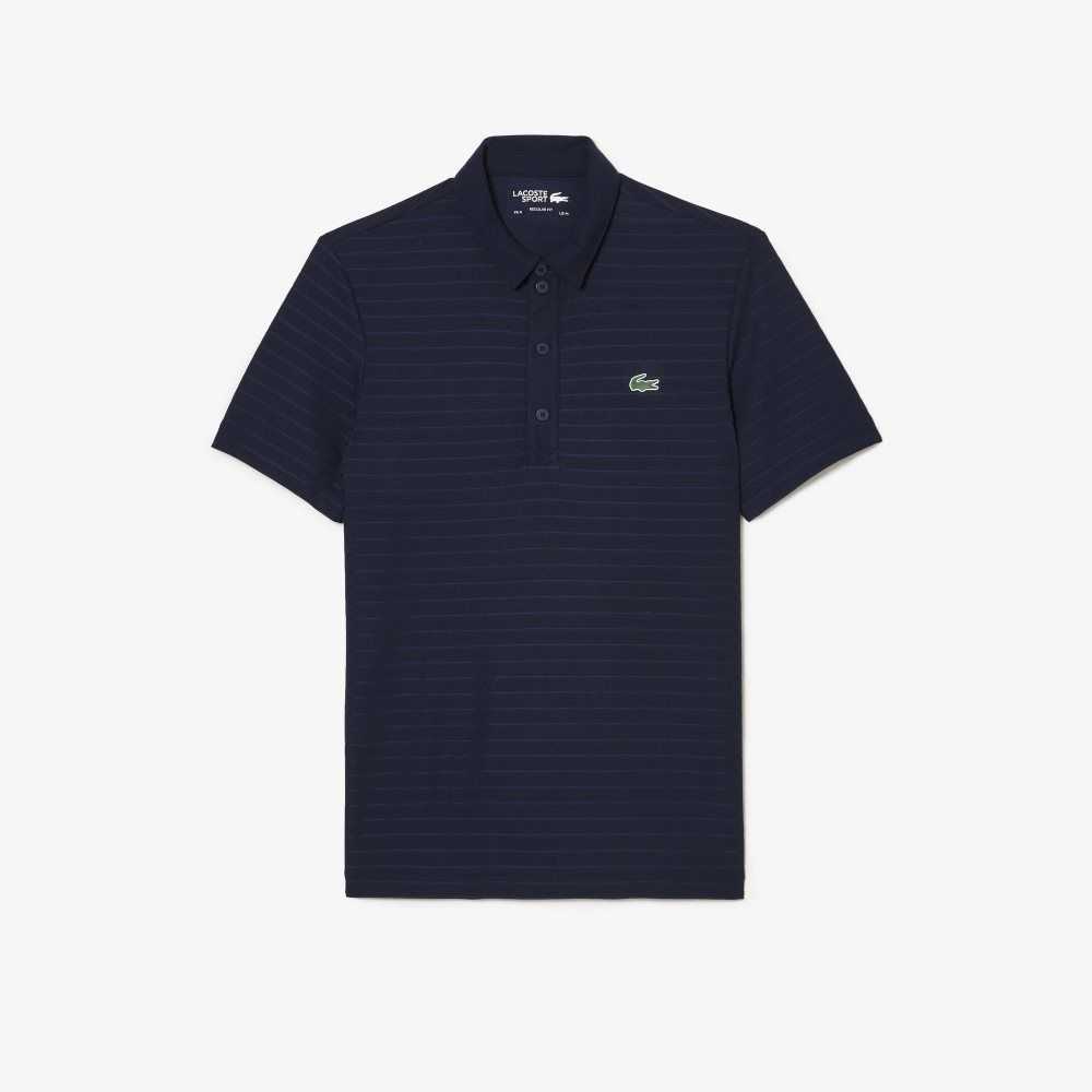 Lacoste SPORT Textured Breathable Golf Polo Navy Blue | YJZ-564972