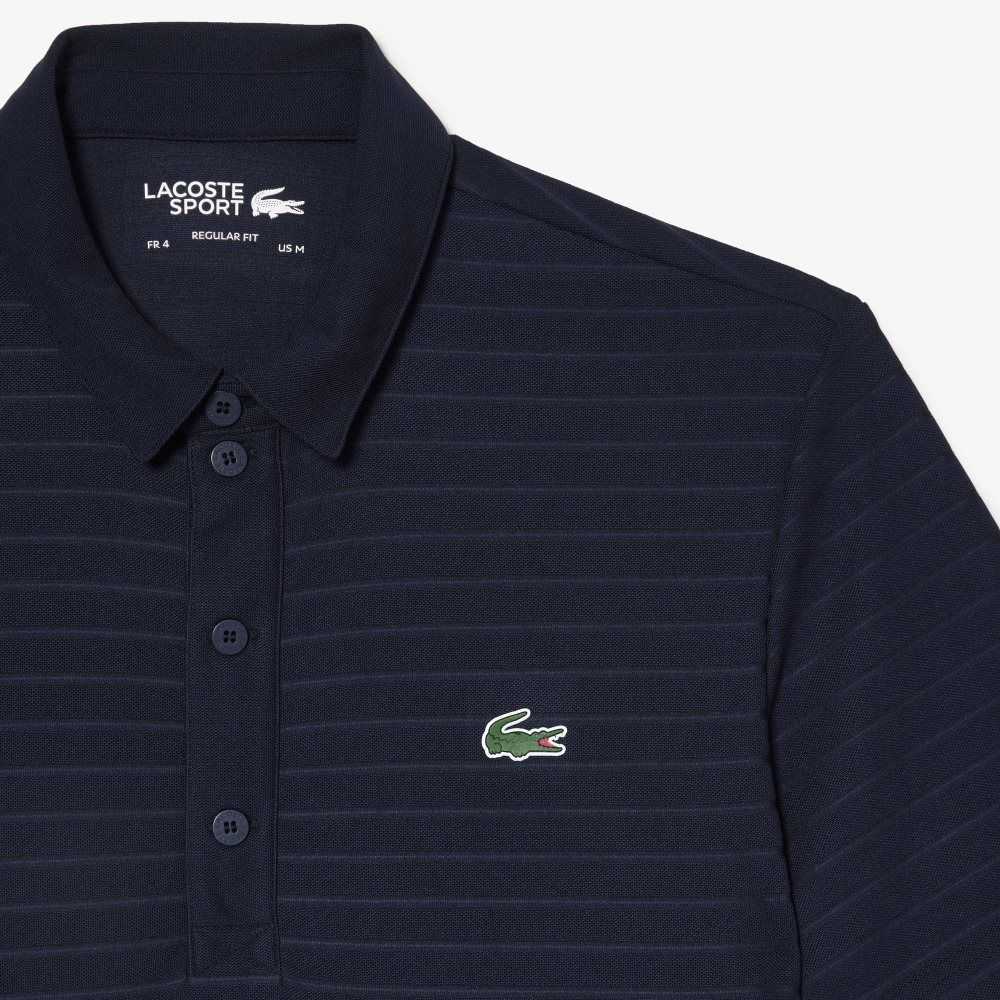 Lacoste SPORT Textured Breathable Golf Polo Navy Blue | YJZ-564972