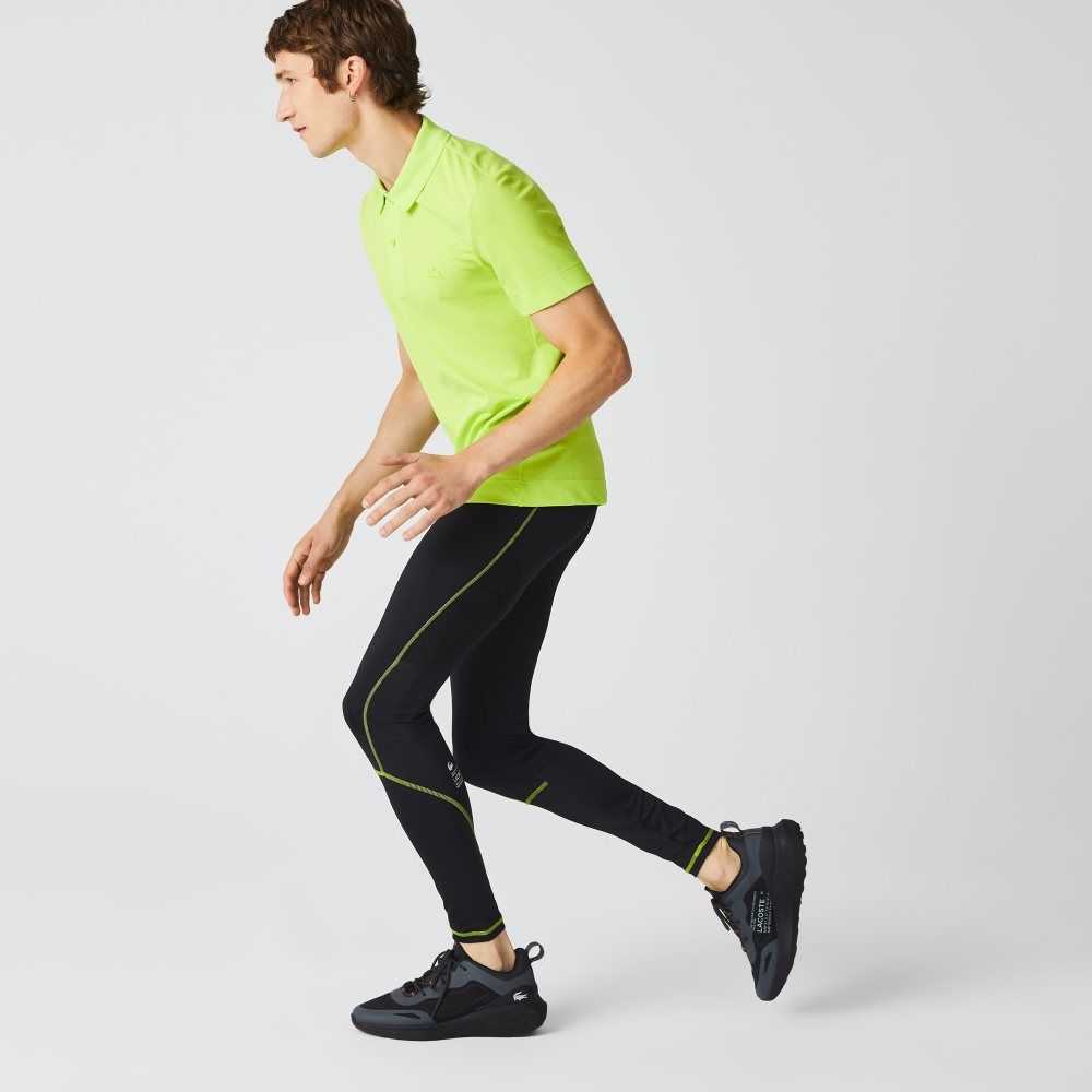 Lacoste SPORT Thermal Leggings Black / Yellow | OMZ-769240