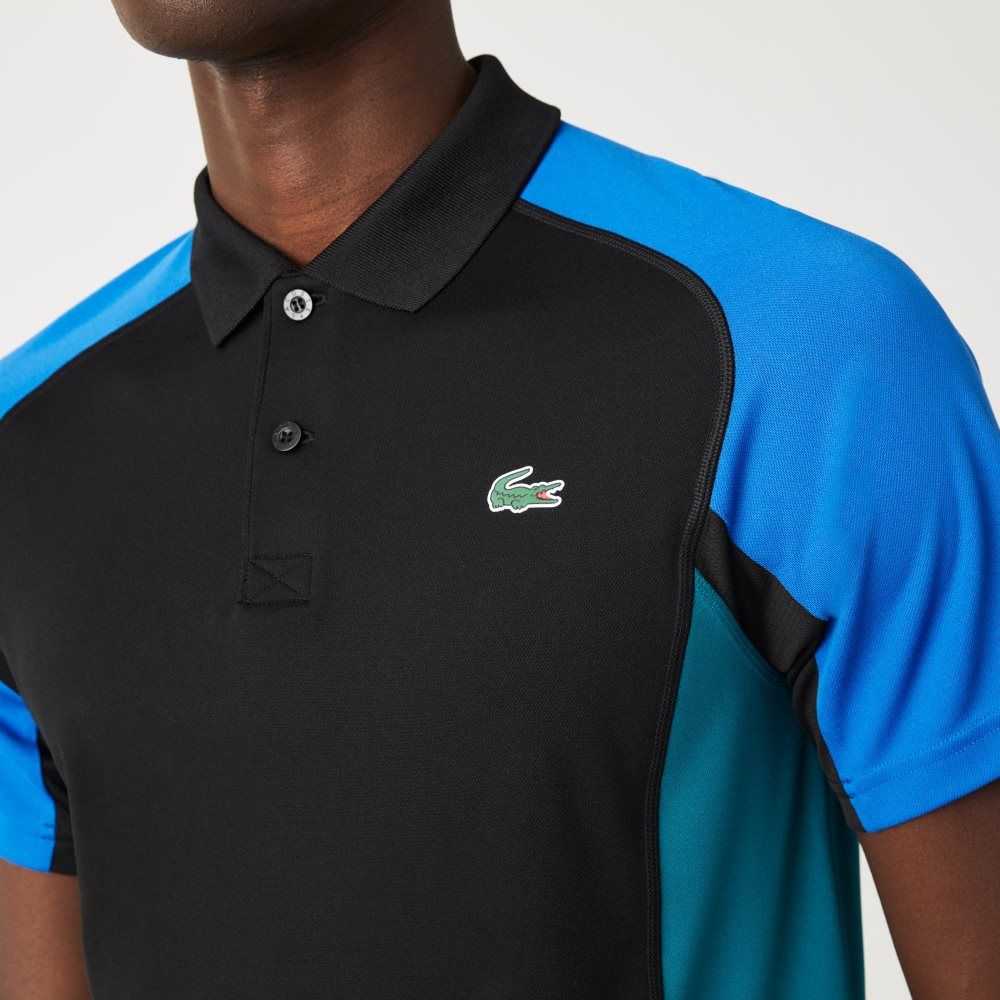 Lacoste SPORT Thermo-Regulating Pique Tennis Polo Black / Blue / Black / Green | HYK-905174