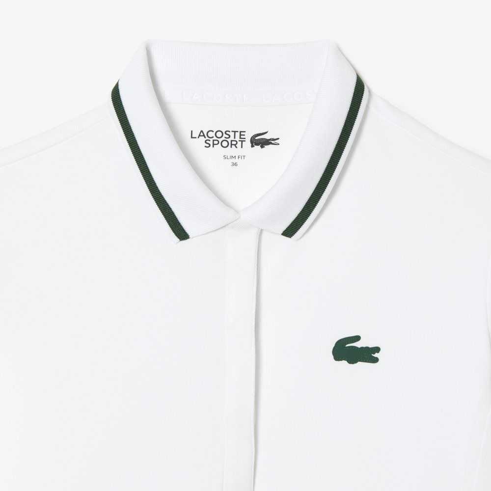 Lacoste SPORT Thermo-Regulating Pique Tennis Polo White / Green | NUX-293407