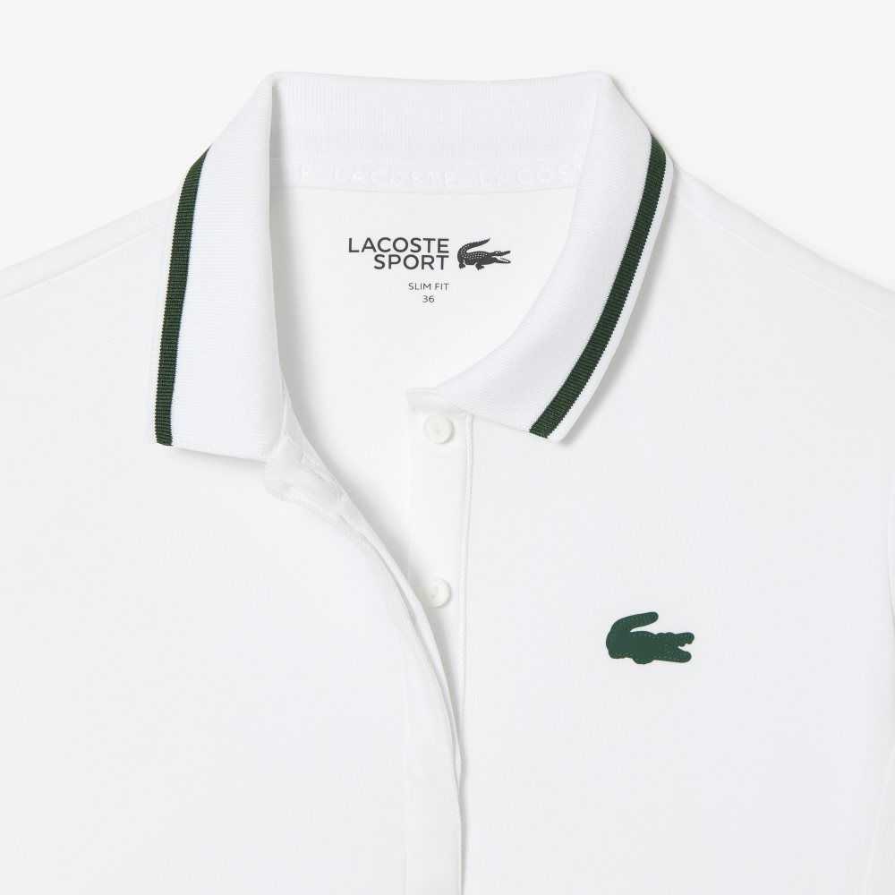 Lacoste SPORT Thermo-Regulating Pique Tennis Polo White / Green | NUX-293407