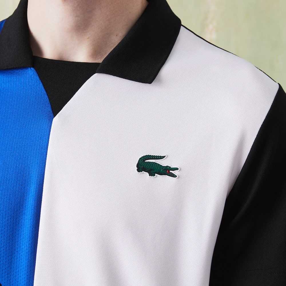 Lacoste SPORT Ultra-Dry Pique Tennis Polo Black / Blue / White | HYB-943285