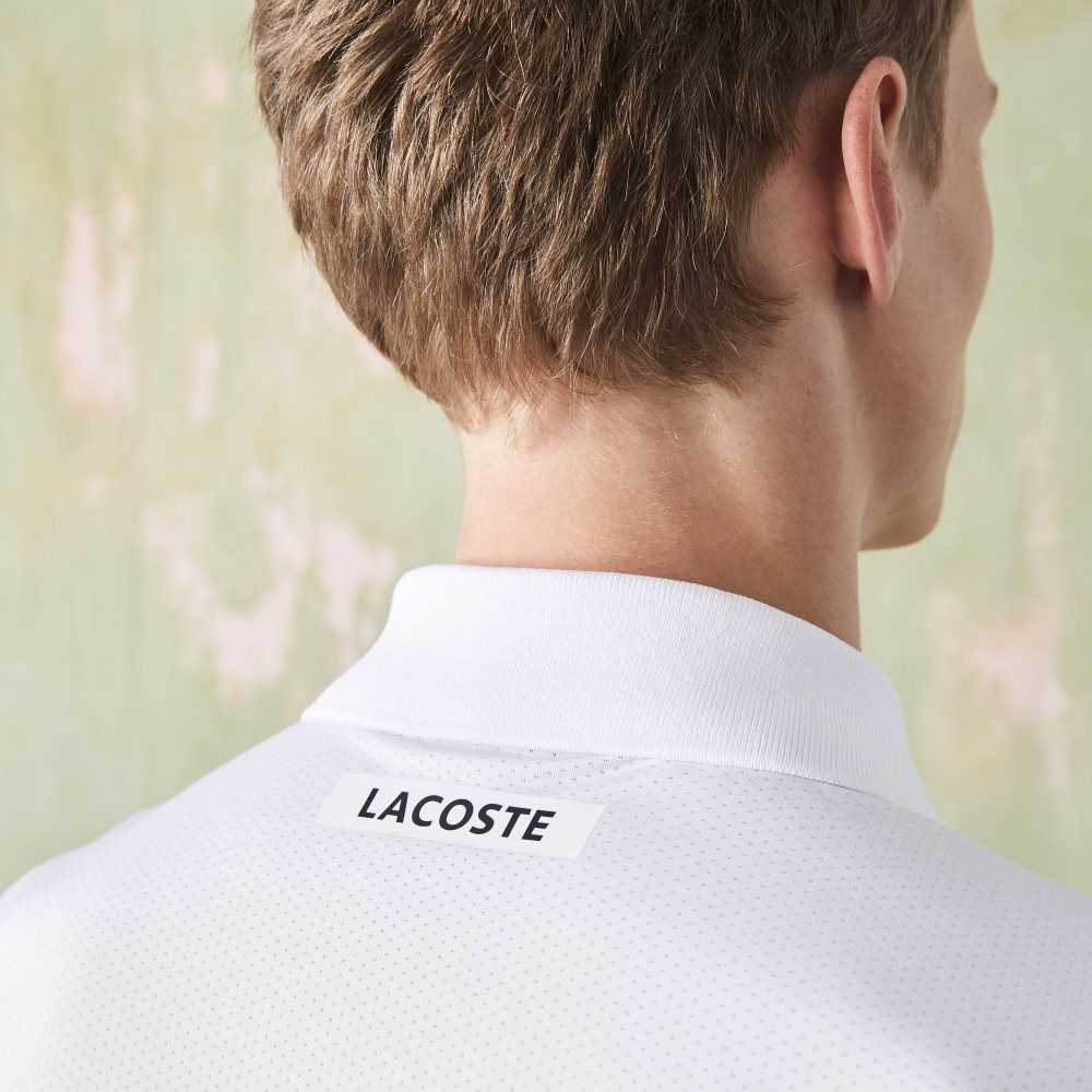 Lacoste SPORT Ultra-Dry Pique Tennis Polo White / Black / Blue | LZT-290835