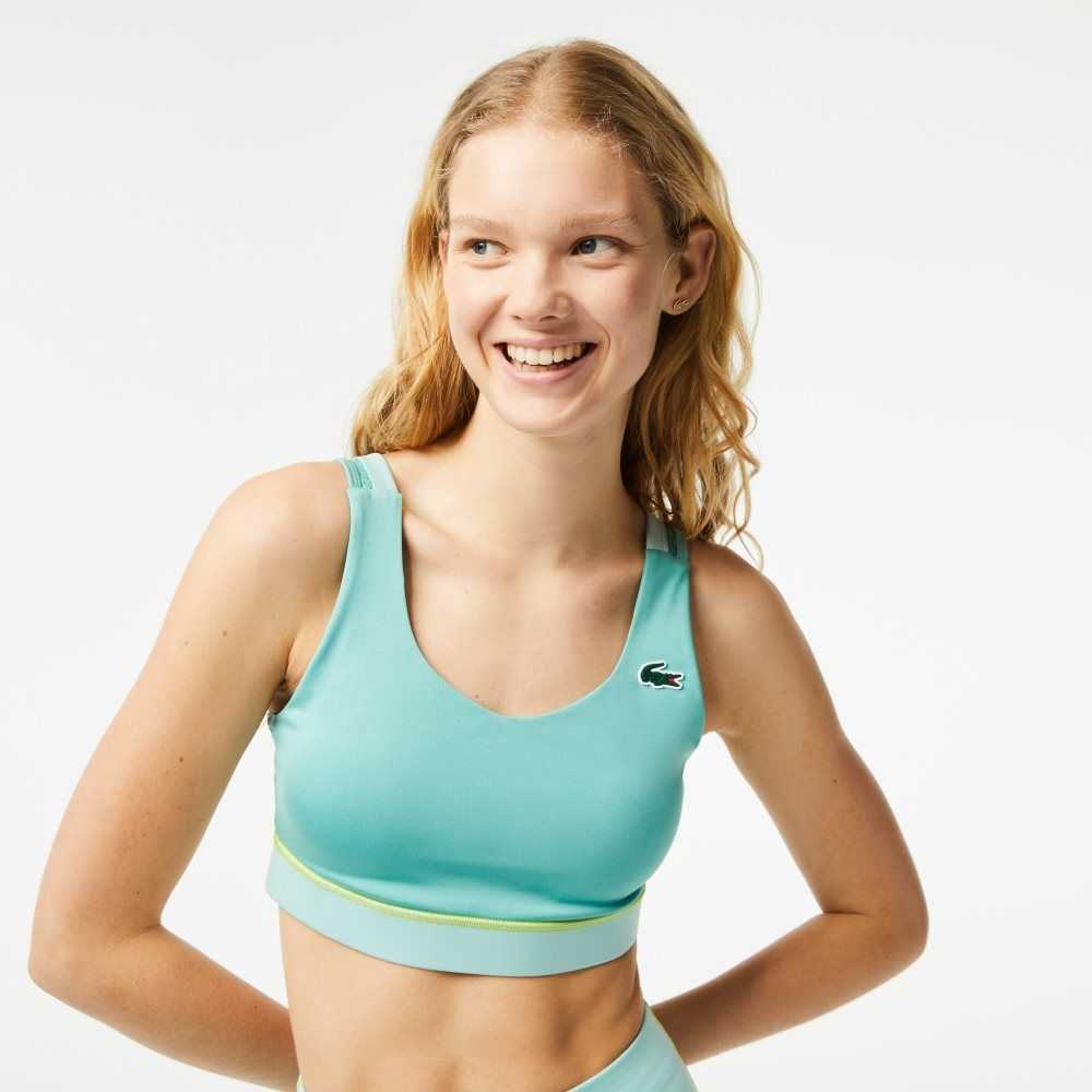 Lacoste SPORT Ultra-Dry Recycled Polyester Sports Bra Green / Light Green | GZV-748193