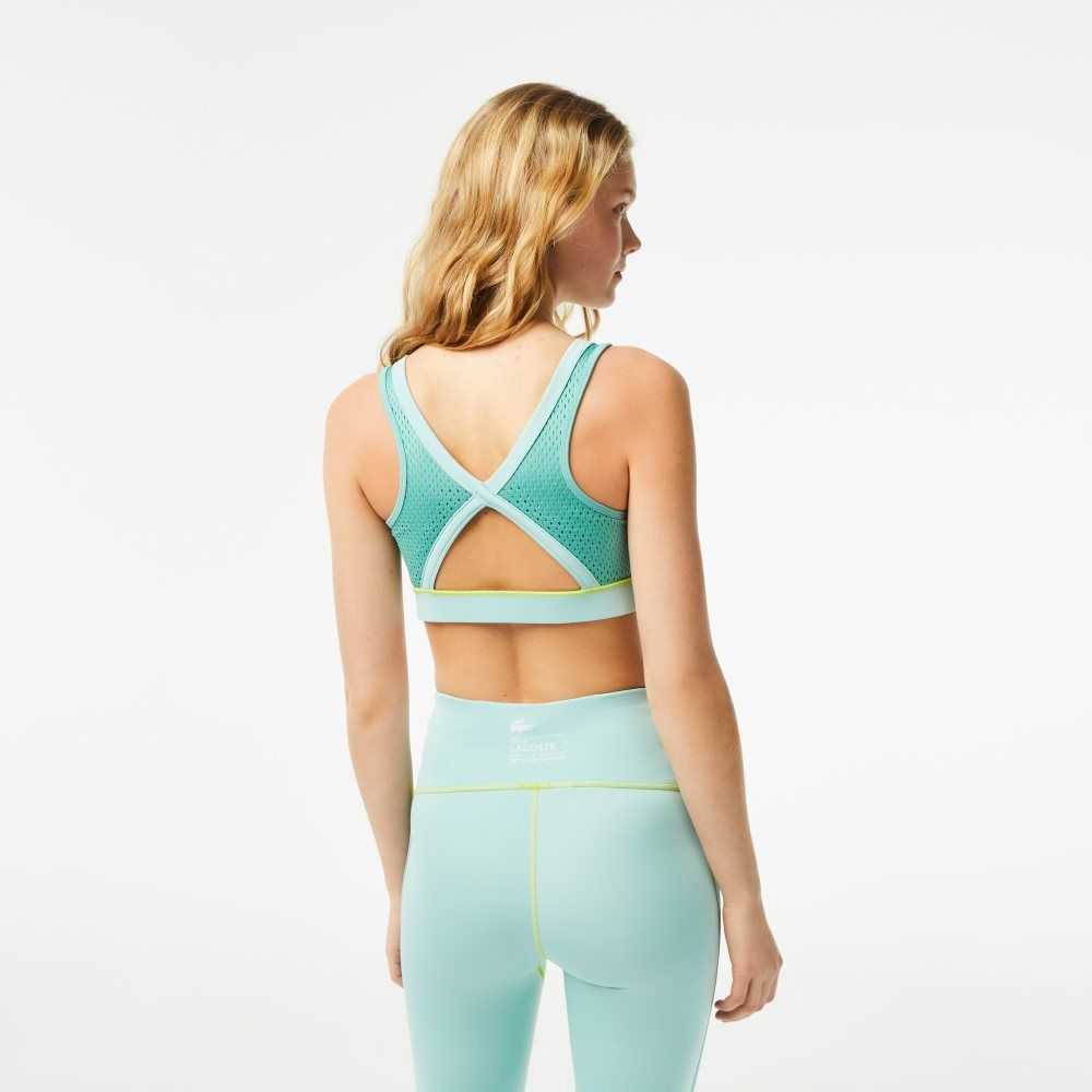 Lacoste SPORT Ultra-Dry Recycled Polyester Sports Bra Green / Light Green | GZV-748193