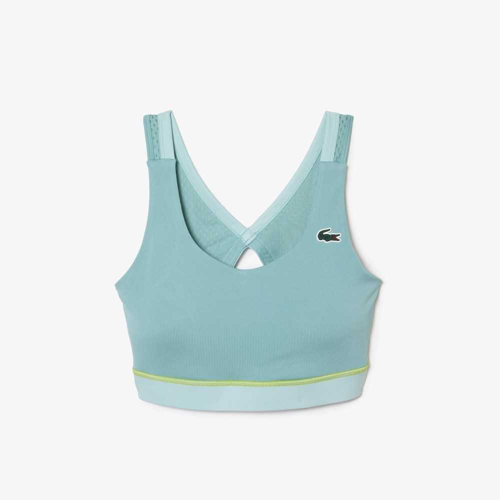 Lacoste SPORT Ultra-Dry Recycled Polyester Sports Bra Green / Light Green | GZV-748193