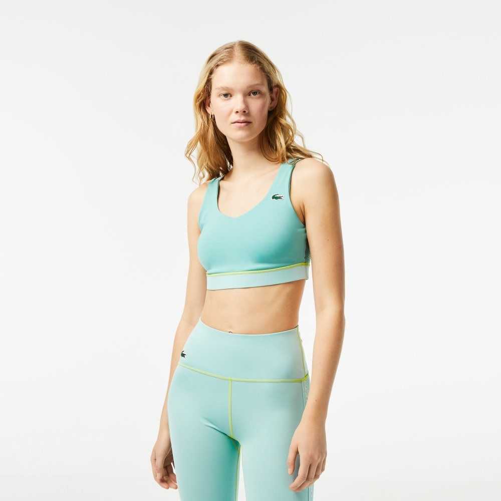 Lacoste SPORT Ultra-Dry Recycled Polyester Sports Bra Green / Light Green | GZV-748193