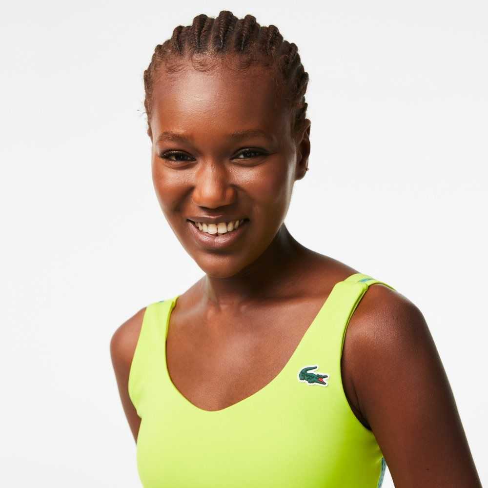 Lacoste SPORT Ultra-Dry Recycled Polyester Sports Bra Yellow / Green | LCZ-173980