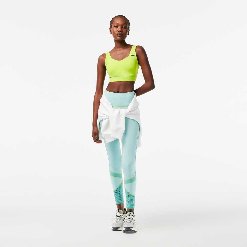 Lacoste SPORT Ultra-Dry Recycled Polyester Sports Bra Yellow / Green | LCZ-173980